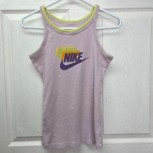 Nike Women Graphic Ribbed Tank Top Purple Green Medium 8 - 10